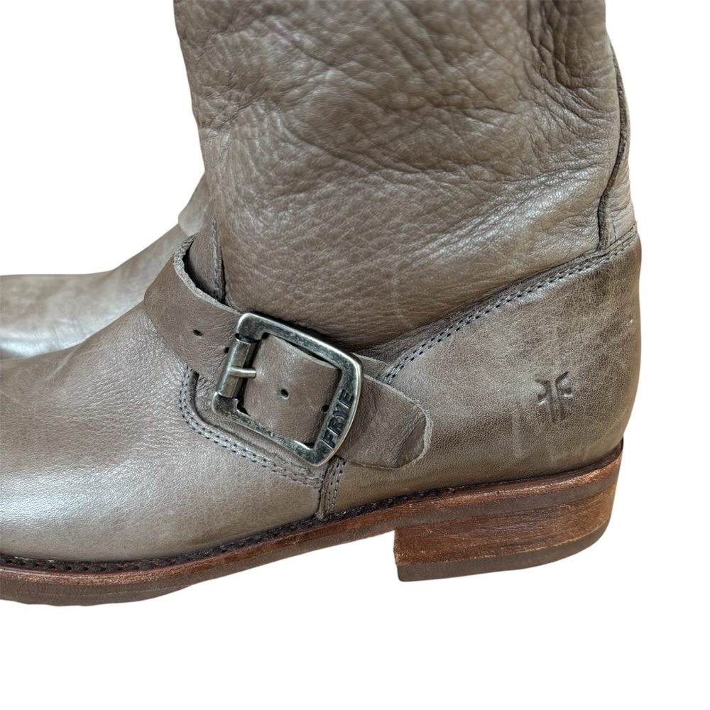 Frye Veronica Shortie Short Grey/Brown Leather Pull-On Boots Women’s Size 6 - Picture 3 of 10